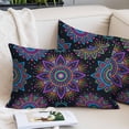 thumbnail image 2 of Boho Floral Throw Pillow Covers, Abstract Bohemia Flower Plant Black Soft Breathable Pillow Cases with Invisible Zipper for Sleeping, King Size Pillowcases for Couch Bed Sofa Chair 20x36 Inches, 2 of 9
