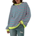 thumbnail image 3 of 2025 Hauts Grande Taille « Hauts et Chemisiers à Rayures Colorblock pour Femmes à Manches Longues à Col Roulé Chemises Décontractées pour Femmes Chic, 3 of 8