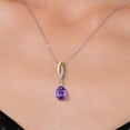 thumbnail image 3 of Gem Stone King 925 Silver and 10K Yellow Gold Purple Amethyst and White Lab Grown Diamond Pendant Necklace for Women | 2.37 Cttw | Gemstone February Birthstone | Oval 10X8MM | With 18 inch Chain, 3 of 6