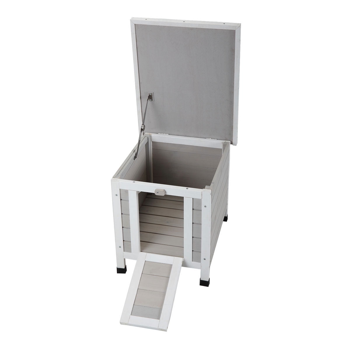 Veryke Rabbit Hutch, Wooden Rabbit Cage, Pet House Bunny Shelter with Ramp and Opening Roof, Gray Veryke Rabbit Hutch, Wooden Rabbit Cage, Pet House Bunny Shelter with Ramp and Opening Roof, Gray