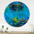 thumbnail image 2 of Designart 'Boat In Blue Lake' Nautical & Coastal Circle Metal Wall Art 23x23 - Disc of 23, 2 of 5