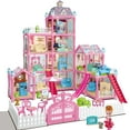 thumbnail image 3 of Hot Bee 275 Pieces Dollhouse Kit, 11 Rooms DIY Playhouse for Girls Ages 3-8, Pink Castle Christmas Toy Gift for Kids, 3 of 8