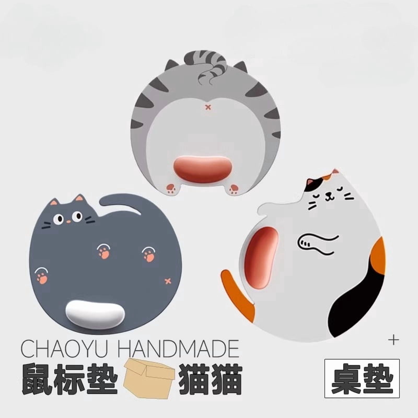 Women's Cute Cat Mouse Pad with Wrist Support,370x295mm,Portable Cartoon Computer Accessory,Small Size Non-Slip Desk Mat, Ergonomic Accessory