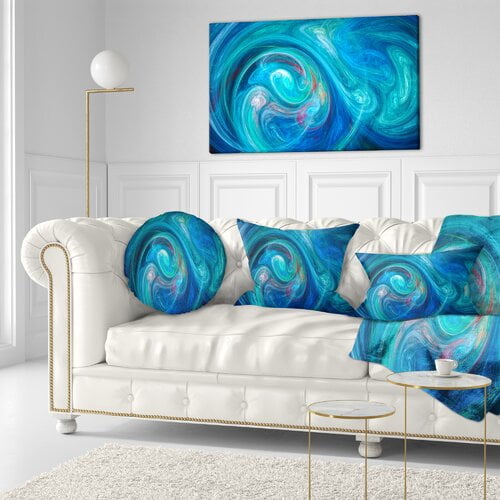 Designart 'Dark Blue Fractal Abstract Texture ' Oversized Abstract Canvas Wall Art