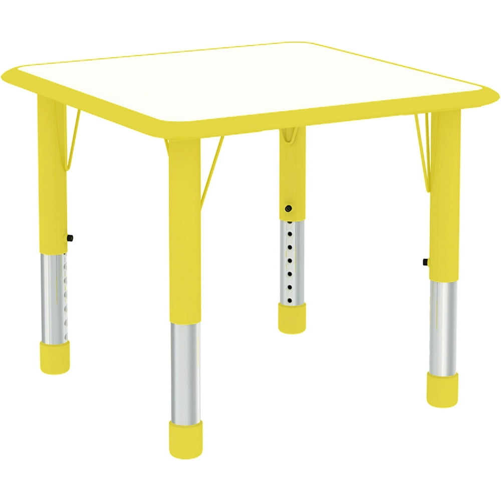 2xhome Yellow Kids Table Height Adjustable 18.25 inches to 19.25