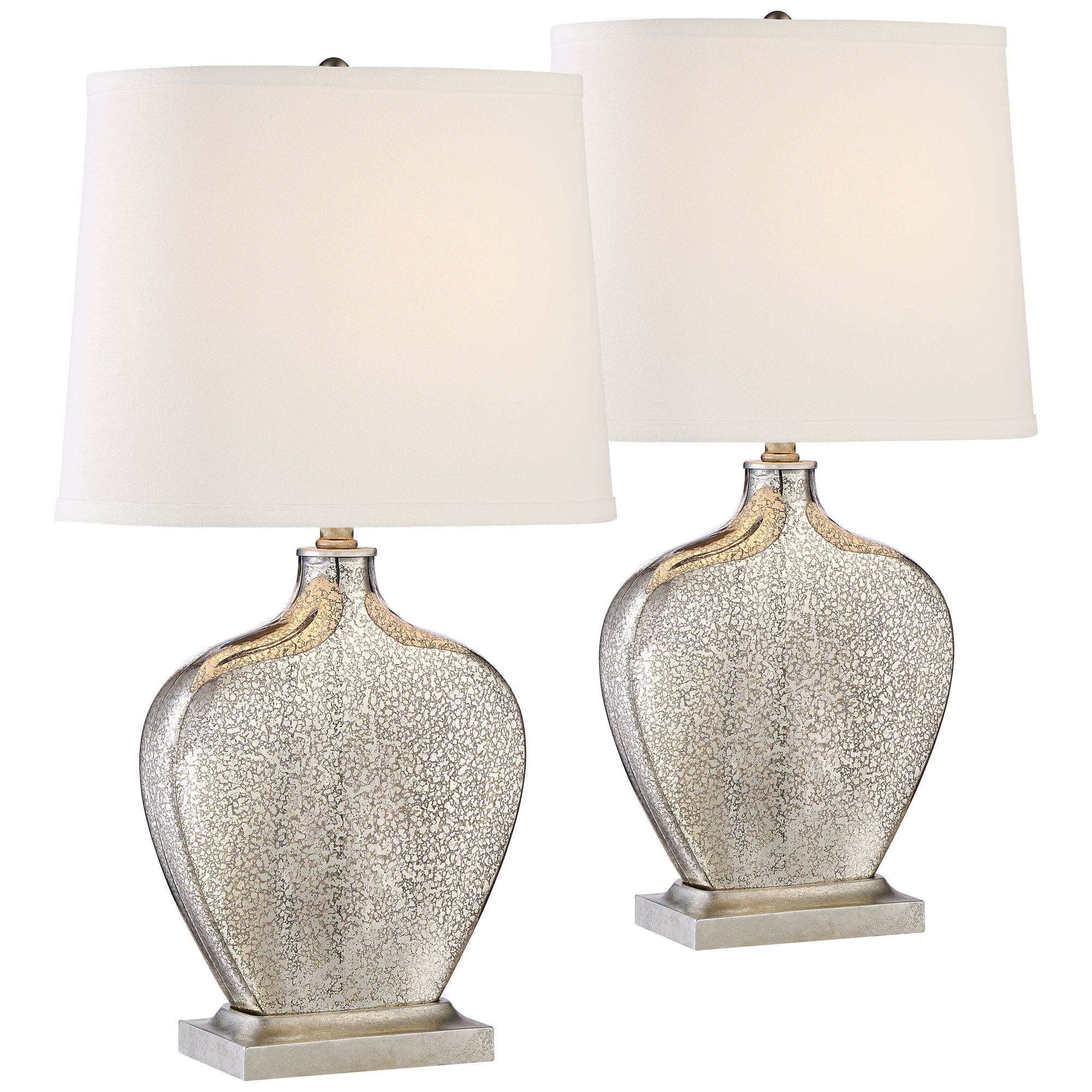 Modern Table Lamps Set Of 2 Fluted Mercury Glass Gourd For