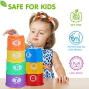 Wanonoo Baby Toys Stacking Cups for Babies 6-12 Months, Montessori Toys for 1 Year Old, Baby Bath Nesting Stacking Toys, Stackable Number Blocks Toys 6-12-18 Months, Birthday Gifts for 1 2 3 Year Old