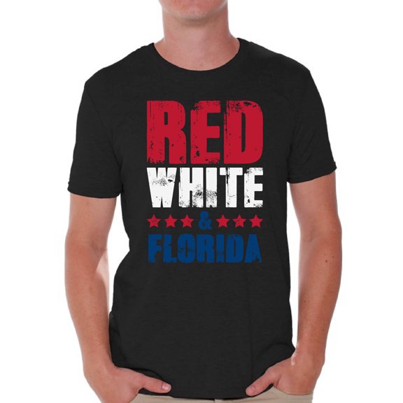 Awkward Styles Red White & Florida Shirt for Men American Men USA Flag Shirts Florida Tshirt 4th of July Shirts for Men Patriots Tshirt Gifts from Florida USA Shirts for Men America Men's Shirt