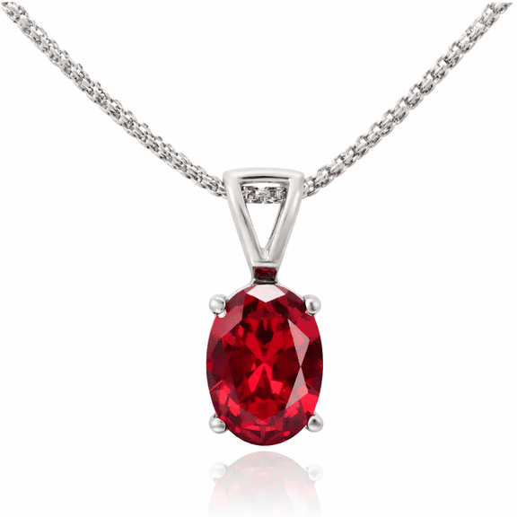 Femme Jam 925 Sterling Silver Oval Garnet Pendant Necklace for Women.