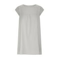 thumbnail image 4 of VSSSJ Women's Summer Dresses Round Neck Cap Sleeve Casual Beach Vacation Short Dress Loose Solid Color Sleeveless Cotton Linen Mini Dress, 4 of 7