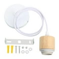 thumbnail image 1 of Lámpara colgante de madera con cable E27, estilo rústico, industrial, retro, resistente. Madera blanca, 1 of 9