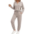 thumbnail image 5 of UVN Pajamas Sets for Women Long Sleeve Henley Neck Tops and Pants 2 Piece Outfits Fall Winter Casual Sleepwear Pjs Lounge Sets, 5 of 7