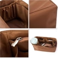 thumbnail image 4 of Nylon Purse Organizer Insert with Base Shaper for Neverfull, Tote Bag Organizer with Zipper Pouch & Cup Holder (Brown, Large), 4 of 7