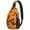 Orange Halloween Bats, variant on Sling Backpack,Pastel Halloween Ghosts Pattern Sling Bag with Water Bottle Holder,Waterproof Sling Bag for Men/Women with Headphone Jack for Hiking,Travel