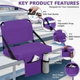 thumbnail image 2 of Stadium Seat for Bleachers with Back Support and Wide Padded Cushion Stadium Chair - Includes Shoulder Strap and Cup Holder, 2 of 12