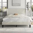 thumbnail image 1 of Fullfurnique Upholstered Bed Frame with Wing Side and Channel Headboard, Queen, Ivory, 1 of 7