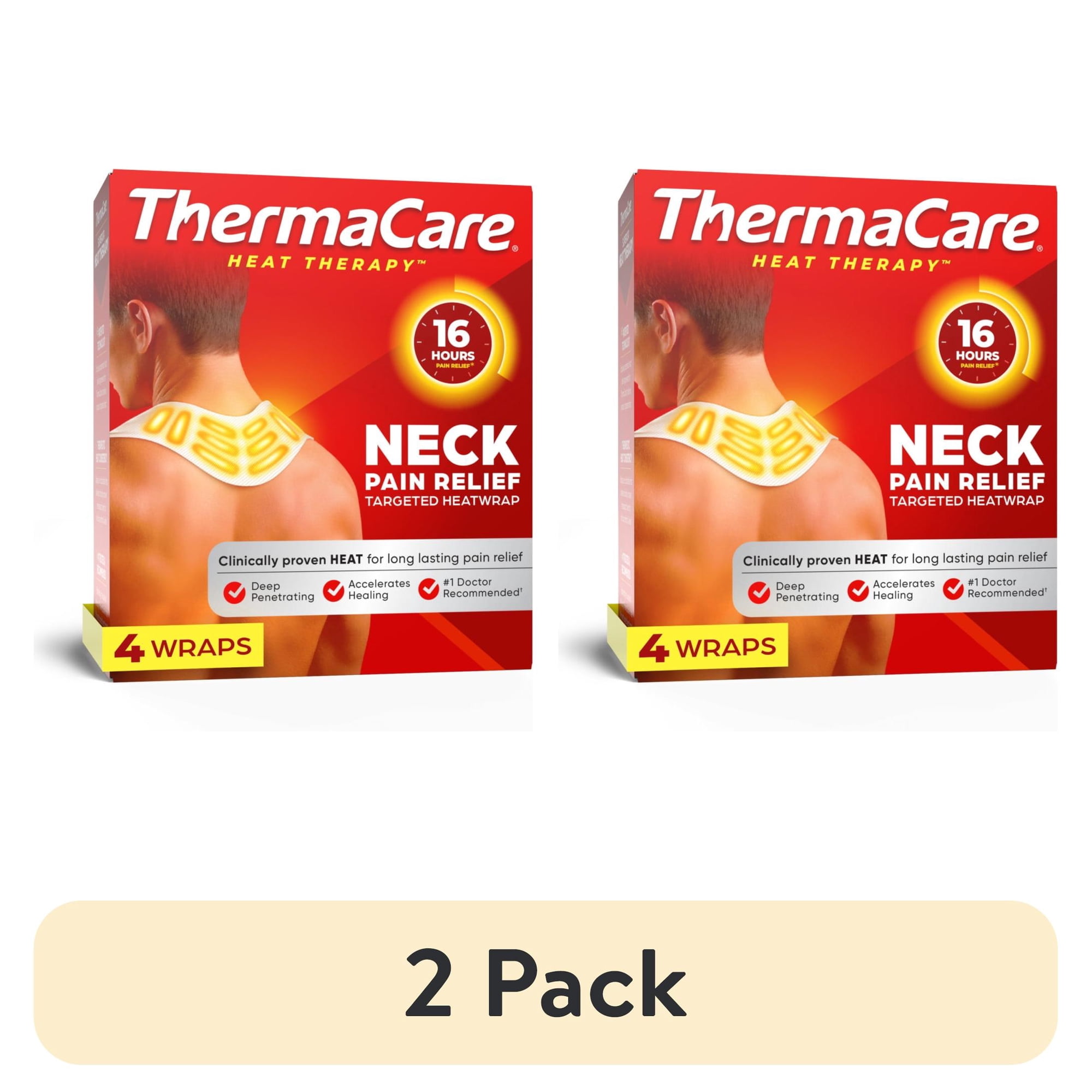(2 pack) ThermaCare Heat Wraps for Neck, Shoulder, and Wrist Pain Relief - 4 Count