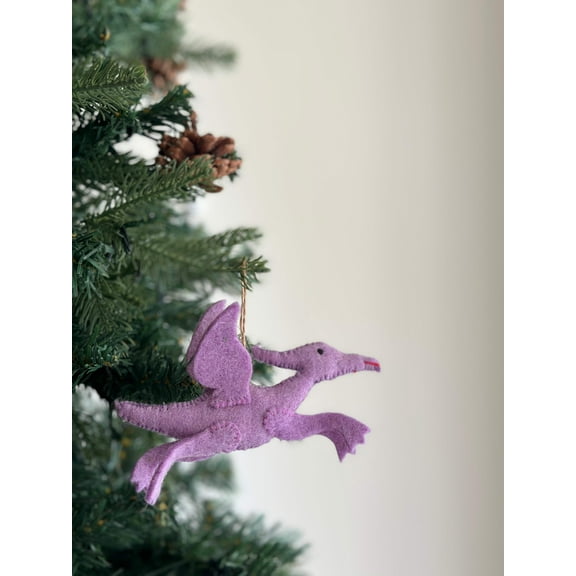 Felt Dinosaur Ornament - Purple Pterosaur