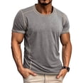 thumbnail image 2 of Umfun Men Contrast Stitch Short Sleeve Crew Neck T-Shirt Slim Fit Casual Wear for Sports and Daily Casual, 2 of 9