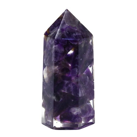 

Follure Hand Drop Glue Gravel Ornament Column Degaussing Yoga Meditation Purple Powder White Energy Resin Column Clear Stones for Vase Filler