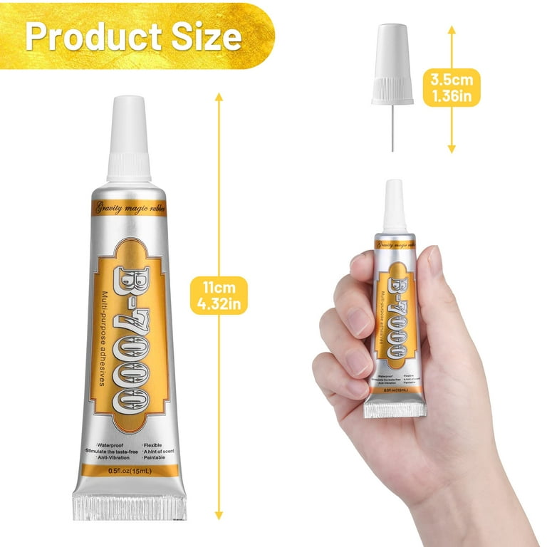 B-7000 Clear Glue Adhesive for Crafting, Industrial Strength Semi Fluid  B7000 Glue with Precision Applicator Tips, Art Dotting Stylus Pens for DIY
