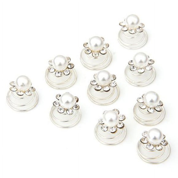 OUNONA 10Pcs Bridal Hair Accessories Crystal Hairpins Hair Styling White