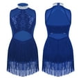 thumbnail image 5 of iiniim Girls Kids Shinny Rhinestone Tassel Jazz Latin Dancewear Lyrical Dress Age 6-16 Royal Blue 10, 5 of 7