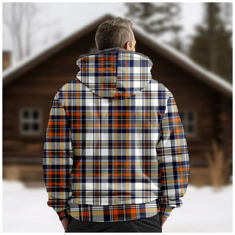 YYDGH Men's Flannel Shirt Jacket Fleece Lined Plaid Coat Full Zip Up Hoodie  Winter Outwear Warm Thicked Winter Coats with Pockets