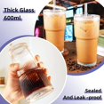 thumbnail image 3 of Vaso de vidrio de 20 onzas con tapa y popote, 4 vasos grandes de vidrio acanalado, tazas reutilizables de café helado para agua, té, café, jugo, yogur y agua de soda, 3 of 4