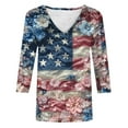 thumbnail image 3 of DDAPJ pyju American Flag T Shirt Women USA Star Stripes Fourth of July Patriotic Shirts Loose Casual 3/4 Sleeve V Neck Tee Tops Gray XXL, 3 of 4