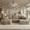 Khaki, variant on Pionex 108" Sectional Couch with Ottoman, Cloud Modular Boneless Couch, Deep Seat U-Shaped Sofa, Upholstered 3-Seater Sofas for Living Room, No Assembly Required