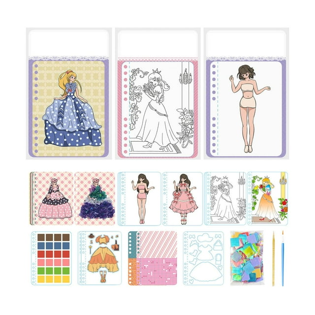 Pegatinas para vestir muñecas, pegatinas para cambiar de disfraz de princesa, pegatinas para álbumes de recortes artísticos Hada 4 en 1