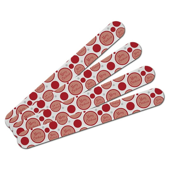 Merry Christmas on Red Double-Sided Nail File Emery Board Set 4 Pack