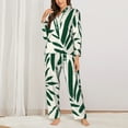 thumbnail image 2 of Vsdgher Palm Branch With Leaves Pajamas Set Long Sleeve Sleepwear Womens Button Down Nightwear Pj Sets-Medium, 2 of 7