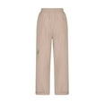 thumbnail image 3 of Cargo Pants Women Plus Size Casual Solid Color Comfy High Rise Pants for Women Fashion Loose Fit Daily Wide Leg Drawstring Lightweight Party Vacation Beach Pants with Pocket（Khaki,L）, 3 of 6
