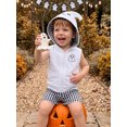 thumbnail image 4 of RUINIXCW Toddler Baby Boys Halloween Outfits Adorable Ghost Embroidery Zip Up Hooded Vest and Plaid Shorts Set, 4 of 8
