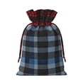 thumbnail image 3 of Color Matching Linen Bundle Mouth Gift Bag Can Be Used For Daily Small Items Darkslateblue Buffalo Plaid Check Tartan Scotland_4 Small, 3 of 8