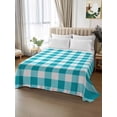 thumbnail image 2 of Turquoise Checkered Queen Size Flat Sheet, Wrinkleproof & Fadeproof Cooling Flat Bed Sheet Only, Farmhouse Buffalo Plaid Breathable Soft Bedding Top Sheets 90 x 102 Inches, 2 of 8