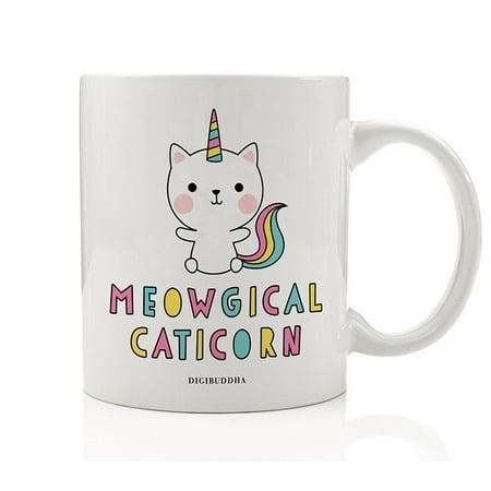 Kitty Cat Unicorn Coffee Mug Gift Idea Meowgical Caticorn Unique Meow & Purr Magic Christmas Birthday Present to Female Child Teen Girl Friend Woman Coworker 11oz Ceramic Tea Cup by (Birthday Present Ideas For Best Friend Teenager)