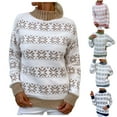 thumbnail image 3 of Clearance! Labakihah Women's Christmas Half High Neck Pullover Snowflake Sweater Khaki, 3 of 8