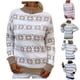 thumbnail image 3 of Suéter Suelto Gibobby con Estampado navideño Casual de punto de Bloque de Color navideño para mujer con cuello y rayas verde L, 3 of 5