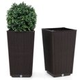 thumbnail image 1 of Costway 23" Tall Planters Set of 2 Rattan Wicker Plant Pot Self-watering Tree Pot Brown, 1 of 10