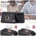 thumbnail image 5 of Phone Case for Samsung Galaxy A54 5G Wallet Cover with Tempered Glass Screen Protector and Wrist Strap Lanyard RFID Credit Card Holder Ring Stand Cell Accessories A 54 54A SM A546U 2023 Women Black, 5 of 14