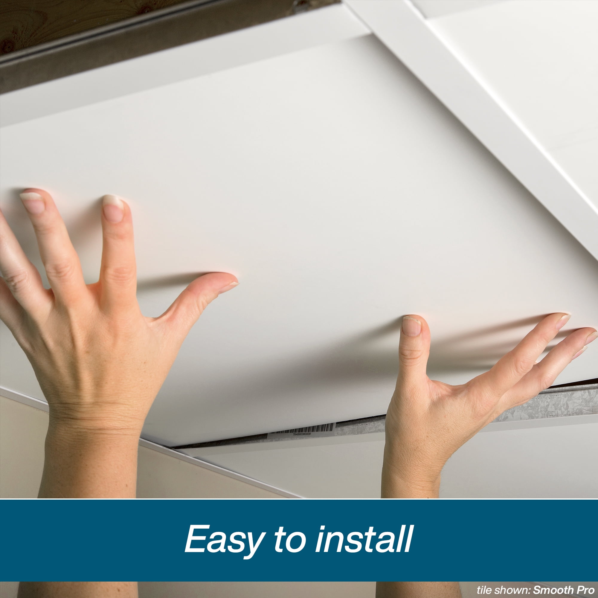 Genesis 2ft x 2ft White Stucco Pro Revealed Edge Ceiling Tiles - Easy Drop-in Installation – Waterproof, Washable and Fire-Rated - High-Grade PVC to Prevent Breakage - Package of 12 Tile