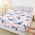 thumbnail image 4 of Erosebridal Shark Fish Queen Sheet Sets for Girl, Pink Cartoon Sealife Bed Set, 4 Pieces, 4 of 5