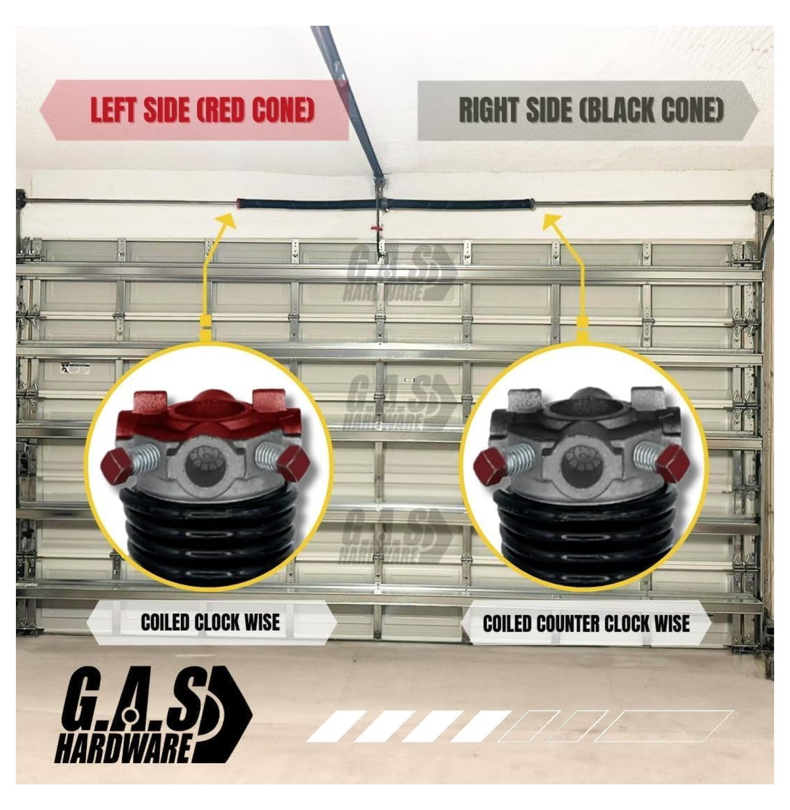 Garage Door Torsion Spring – 207 X 1.75 X 30, Left-Hand Wound For Right Side, With Winding Bars, ASTM 229 Class II Carbon Steel, 5-Year Warranty