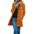 thumbnail image 2 of Women's Long Coats Single Breasted Pea Coat Winter Casual Blazer Jacket Trench Coat Khaki S, 2 of 9