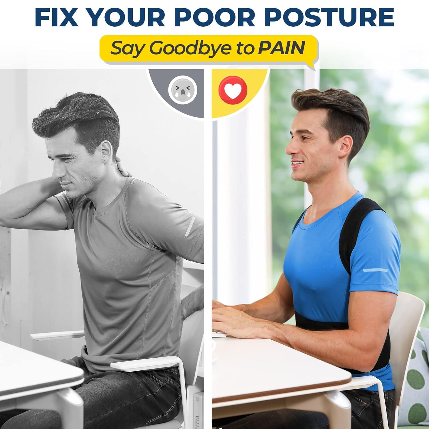 Back Brace Posture Corrector for Women and Men, Upper and Lower Back Pain Relief, Adjustable and Fully Back Support Improve Posture and Lumbar Oversize S-5XL