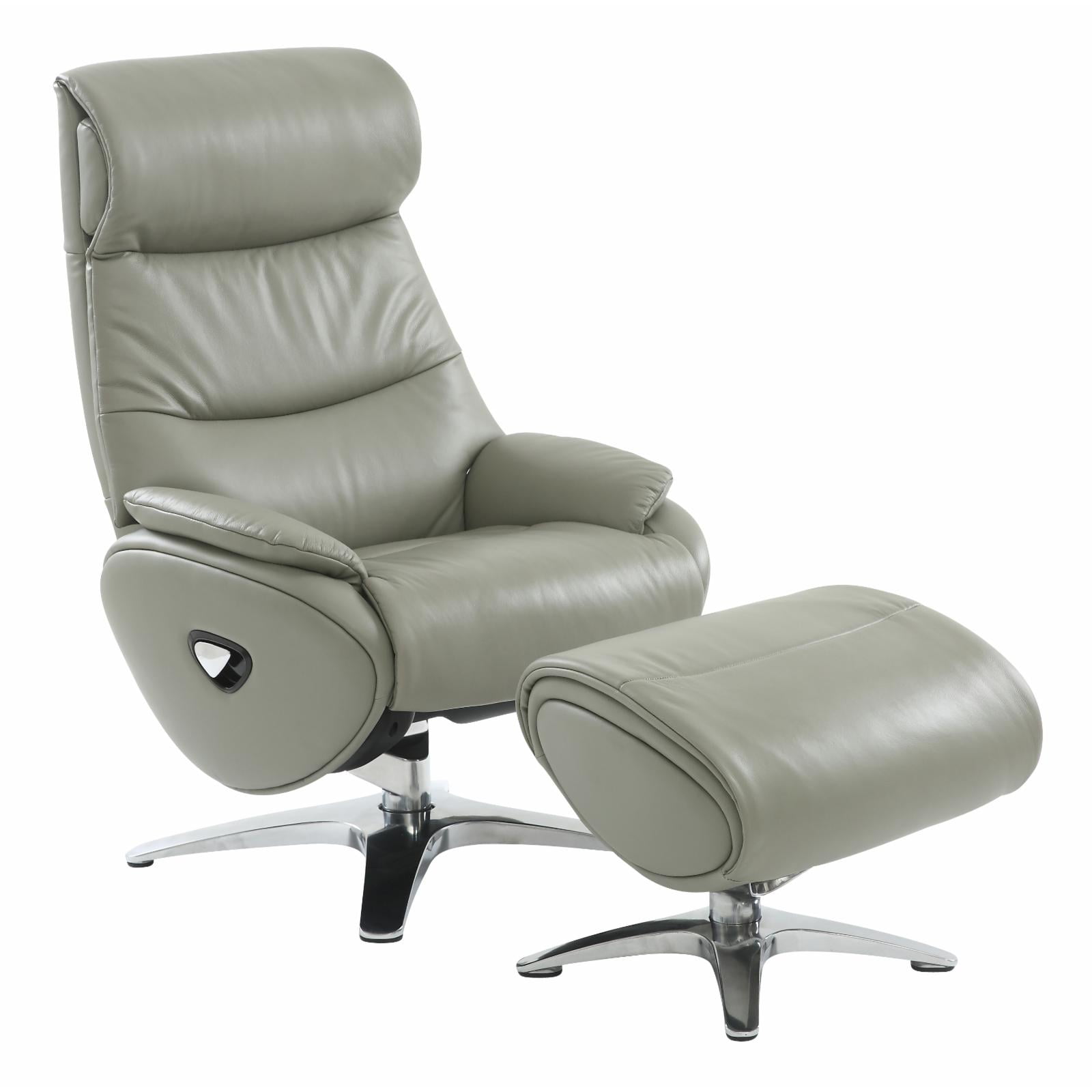 Ceylon Modern Top Grain Leather Ergonomic Manual Recliner Ottoman Set
