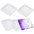 thumbnail image 2 of 8 Pcs Moule en Silicone : 4 Pcs Moules Carrés & 4 Pcs Moules Ronds en Silicone, pour Moulage avec Résine, Ciment, 4 * Moules Carrés en Silicone pour sous-Verres 4 * Moule Rond en Silicone, transparent Blanc, 2 of 8